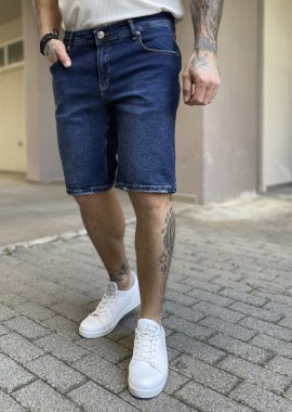 Ανδρική μπλε ξεβαμμένη ελαστική τζιν βερμούδα 20132
