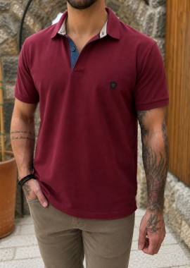 Everbest ανδρική κερασί πικέ Polo μπλούζα Plus Size 262832K
