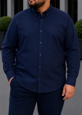 Ανδρικό μπλε κλασικό πουκάμισο Oxford Plus Size CA2524