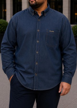 Ανδρικό με denim όψη μακρυμάνικο πουκάμισο με γιακά CA2525