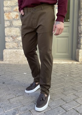 Dynamo ανδρικό καφέ παντελόνι υφασμάτινο Chinos D1316K