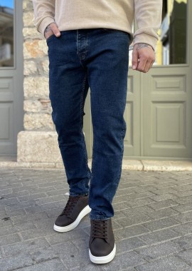 Ανδρικό μπλε πεντάτσεπο τζιν παντελόνι ίσιο με κουμπιά 3LN2016