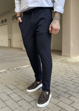 Ανδρικό μπλε υφασμάτινο παντελόνι loose fit FCL005B