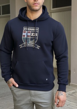 Everbest Ανδρικό Plus Size μπλε navy φούτερ με κουκούλα 251009