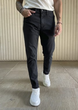 Ανδρικό μαύρο Loose τζιν καπαρντίνα πεντάτσεπο με φερμουάρ GB5626