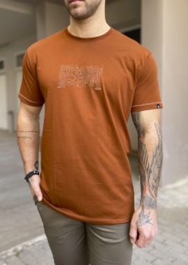 Everbest ανδρικό κάμελ Tshirt με τύπωμα 242806K