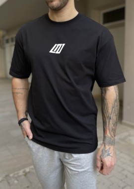 Ανδρικό βαμβακερό μαύρο Oversized T-shirt με τύπωμα 17464