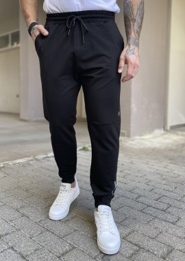 Dynamo ανδρική μαύρη φόρμα με λάστιχο και τύπωμα στο πλάι AS417M