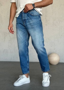 Ανδρικό μπλε ανοικτό loose τζιν πεντάτσεπο με φθορές WE2909