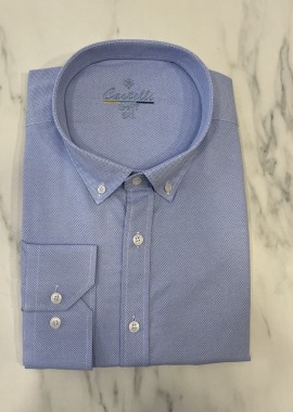 Ανδρικό σιέλ κλασικό πουκάμισο Oxford Plus Size CA2524S