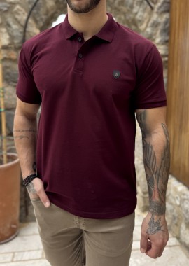 Everbest ανδρική μπορντό πικέ Polo μπλούζα Plus Size 262839B
