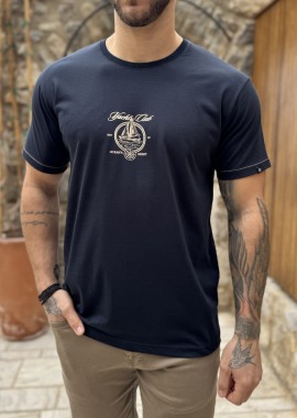 Everbest ανδρική μπλε navy κοντομάνικη μπλούζα με τύπωμα Plus Size 262803N