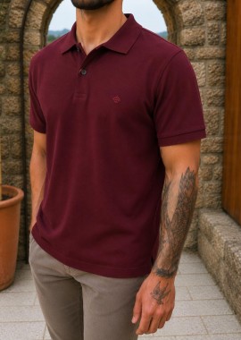 Origin ανδρική μπορντό πικέ Polo μπλούζα Plus Size 252717B