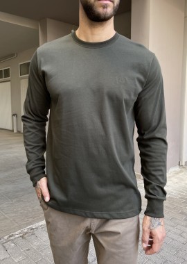 Everbest Ανδρική χακί βαμβακερή μπλούζα Plus size 2610160X