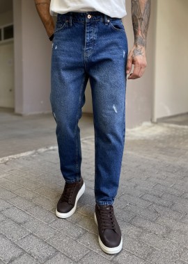 Ανδρικό μπλε ξεβαμμένο loose τζιν πεντάτσεπο με φθορές WE2987