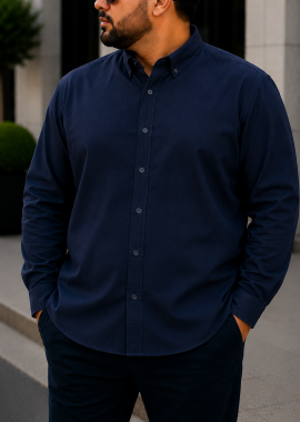 Ανδρικό μπλε navy πουκάμισο με γιακά Plus Size CA2529