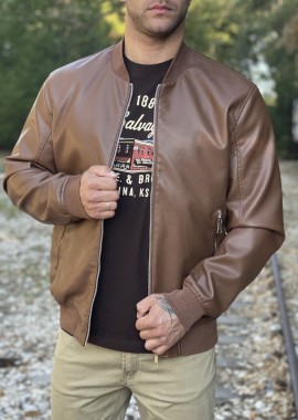 Bread and Buttons ανδρικό ταμπά Jacket Bomber από δερματίνη G12318T