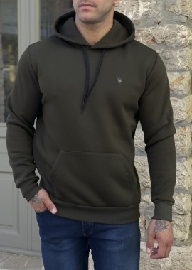 Everbest Ανδρικό Plus Size χακί φούτερ με κουκούλα 251003X