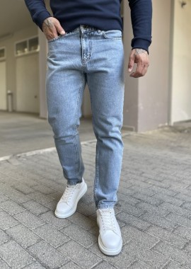 Ανδρικό μπλε ανοιχτό σταθερό Loose Jean πεντάτσεπο με φερμουάρ 2023L