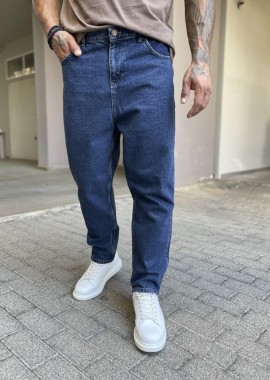 Ανδρικό μπλε σταθερό Loose Jean πεντάτσεπο με φερμουάρ BYFD02