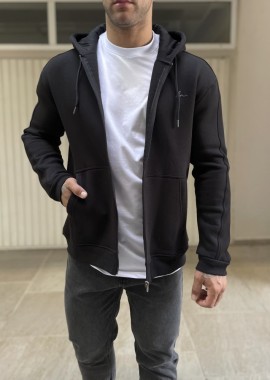 Ανδρική μαύρη ζακέτα φούτερ 4277