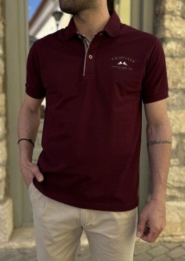 Everbest ανδρική μπορντό Polo μπλούζα Plus Size 262838B