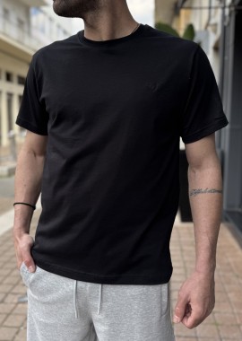 Everbest ανδρικό μαύρο βαμβακερό Plus Size T-shirt 2628000