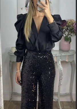 Κορμάκι Σατινέ Jarek Μαύρο