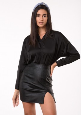 Πουκάμισο Σατέν Μαύρο