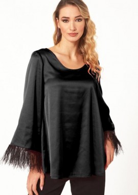 ΜΑΥΡΗ ΣΑΤΕΝ ΜΠΛΟΥΖΑ ΜΕ ΦΤΕΡΑ ΣΤΑ ΜΑΝΙΚΙΑ