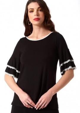 ΜΑΥΡΗ ΜΠΛΟΥΖΑ ΜΕ ΒΟΛΑΝ ΚΑΙ ΔΑΝΤΕΛΑ