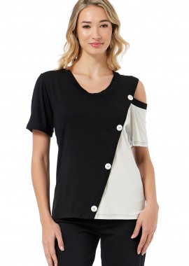 ΑΣΠΡΟΜΑΥΡΗ ΜΠΛΟΥΖΑ ΜΕ ΑΝΟΙΓΜΑ ΣΤΟΝ ΩΜΟ