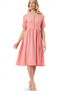 ΚΟΡΑΛΙ LINEN-LOOK ΦΟΡΕΜΑ ΜΕ ΚΟΥΜΠΙΑ