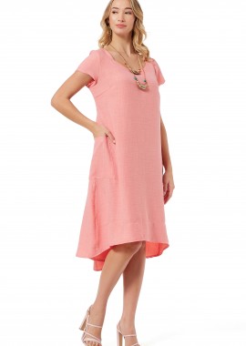 ΚΟΡΑΛΙ OVERSIZED LINEN-LOOK ΜΙΝΤΙ ΦΟΡΕΜΑ ΜΕ ΤΣΕΠΕΣ