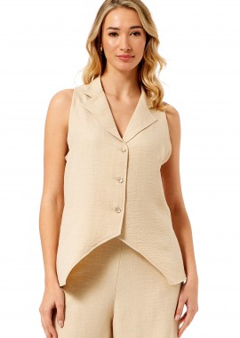 ΜΠΕΖ ΓΙΛΕΚΟ LINEN-LOOK ΜΕ ΚΟΥΜΠΙΑ