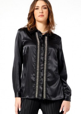 ΜΑΥΡΟ ΣΑΤΕΝ ΠΟΥΚΑΜΙΣΟ ΜΕ ΣΤΡΑΣ