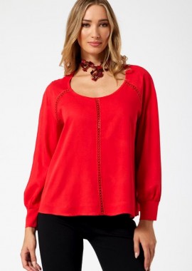 ΚΟΚΚΙΝΗ ΜΠΛΟΥΖΑ ΜΕ ΔΙΑΚΟΣΜΗΤΙΚΗ ΔΑΝΤΕΛΑ