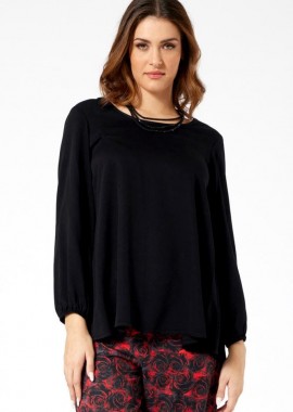 ΜΑΥΡΗ ΜΠΛΟΥΖΑ ΜΕ ΛΑΣΤΙΧΟ ΣΤΑ ΜΑΝΙΚΙΑ