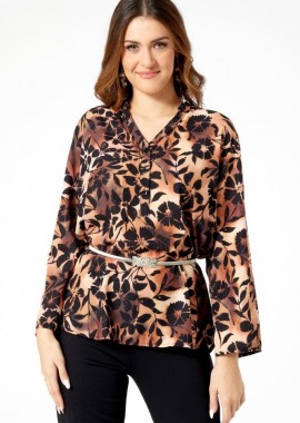 ΦΛΟΡΑΛ ΜΠΛΟΥΖΑ ΜΕ ΛΑΣΤΙΧΟ ΣΤΑ ΜΑΝΙΚΙΑ