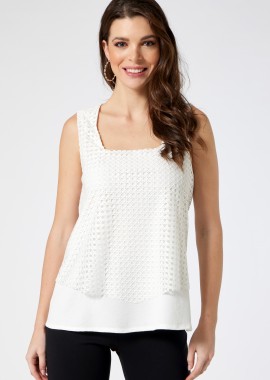 ΛΕΥΚΗ ΑΜΑΝΙΚΗ ΜΠΛΟΥΖΑ ΜΕ ΔΙΧΤΥ