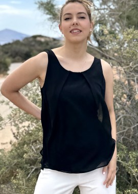 ΜΑΥΡΟ ΑΜΑΝΙΚΟ ΤΟΠ ΜΟΥΣΕΛΙΝΑ ΜΕ ΠΙΕΤΕΣ