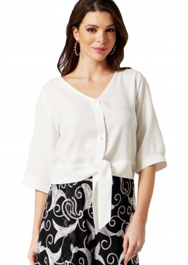 ΕΚΡΟΥ CROP TOP ΠΟΥΚΑΜΙΣΟ ΜΕ ΔΕΣΙΜΟ