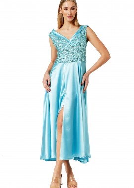 ΓΑΛΑΖΙΟ ΣΑΤΕΝ ΜΑΞΙ ΦΟΡΕΜΑ ΜΕ ΜΠΟΥΣΤΟ ΑΠΟ ΠΑΓΙΕΤΕΣ