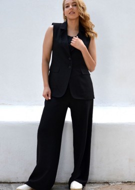 ΜΑΥΡΗ ΠΑΝΤΕΛΟΝΑ ΜΕ ΤΣΕΠΕΣ LINEN-LOOK