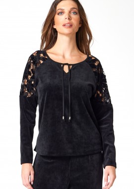 ΒΕΛΟΥΔΙΝΗ ΜΠΛΟΥΖΑ ΜΕ ΔΑΝΤΕΛΑ ΣΤΟΥΣ ΩΜΟΥΣ