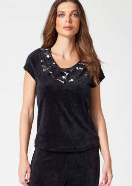 ΖΑΠΟΝΕ ΒΕΛΟΥΔΙΝΗ ΜΠΛΟΥΖΑ ΜΕ ΔΑΝΤΕΛΑ