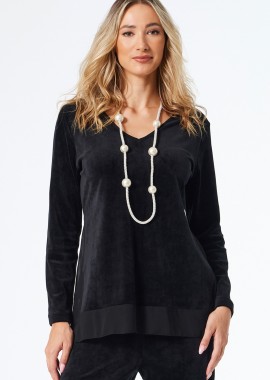 ΜΑΥΡΗ ΒΕΛΟΥΔΙΝΗ ΜΠΛΟΥΖΑ ΜΕ ΜΟΥΣΕΛΙΝΑ