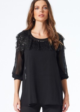 ΜΑΥΡΗ ΜΠΛΟΥΖΑ ΜΟΥΣΕΛΙΝΑ ΜΕ ΠΑΓΙΕΤΕΣ