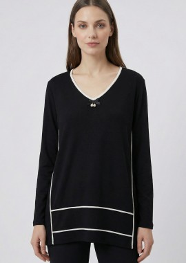 ΜΑΥΡΗ ΠΛΕΚΤΗ ΜΠΛΟΥΖΑ ΜΕ ΕΚΡΟΥ ΡΕΛΙΑ