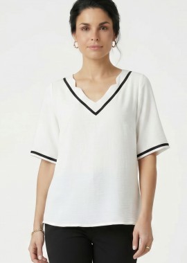 ΕΚΡΟΥ V-NECK ΚΟΝΤΟΜΑΝΙΚΗ ΜΠΛΟΥΖΑ